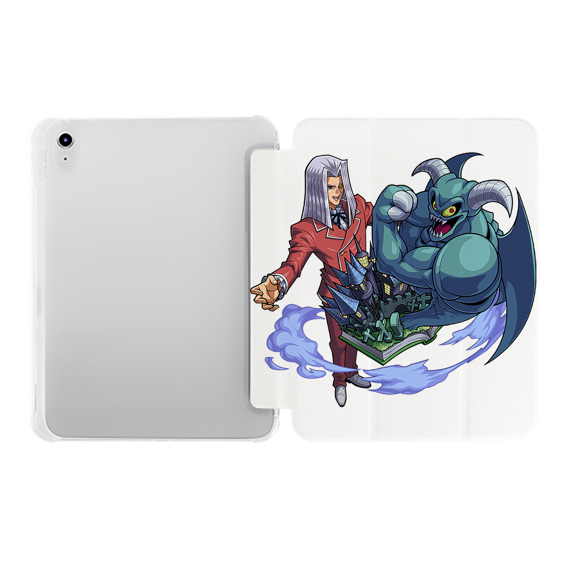 （画像用） 遊☆戯☆王 Yu-Gi-Oh! IPad ケース ペン収納付き 三つ折りスタンド PUレザー×シリコン 対応機種9.5/10.5/10.9インチ